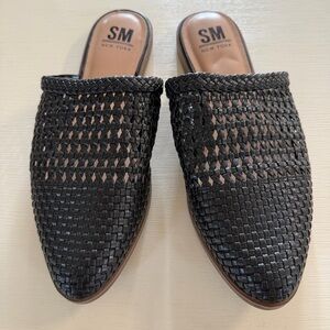 SM New York Black Woven Mule Shoes